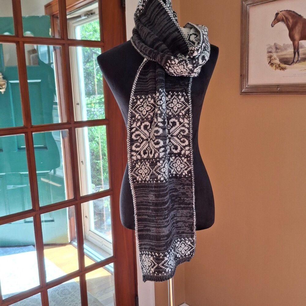 Coldwater Creek Black & Cream Fair Isle Knit Cardigan/Cape Women's soft